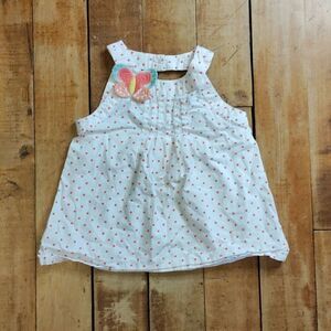 Gymboree Tank Top 2T White Pink Polka Dot Cotton Spring Summer Boho